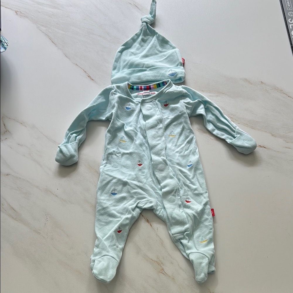 Magnetic Me Newborn Sailboat Footie and Hat Set